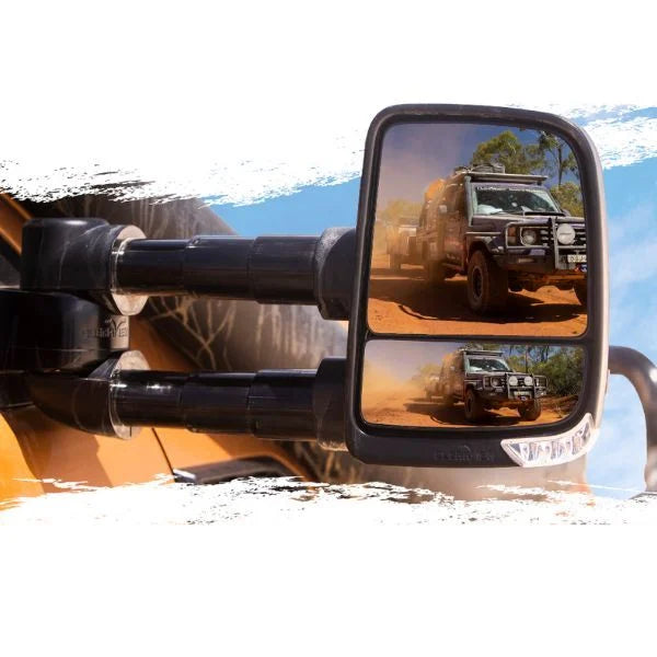 CLEARVIEW Black Next Gen Towing Mirrors Heat, Bsm, Power-Fold, Indicators, Electric Toyota Landcruiser 200 Series Sep 2015 - 2021